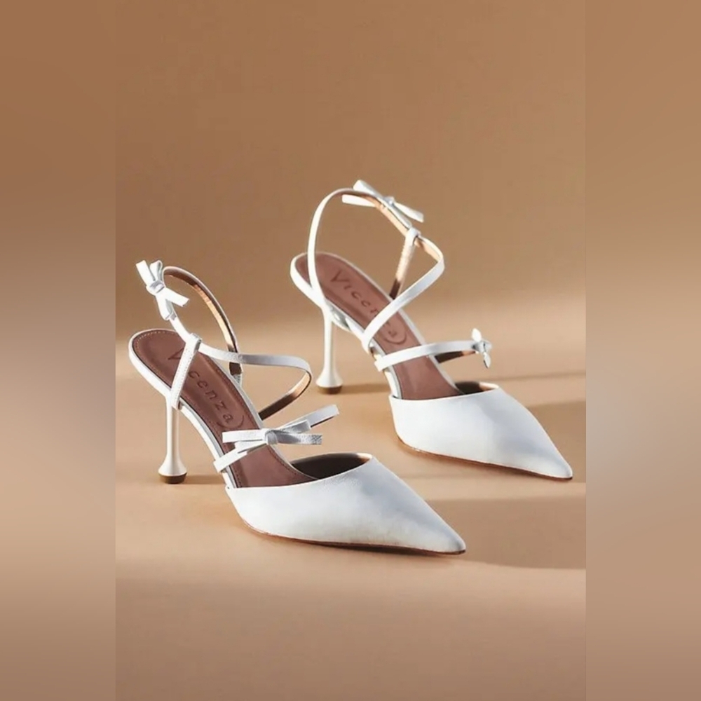 Anthropologie Vicenza Aranni Women's White Strappy Heels Size 8